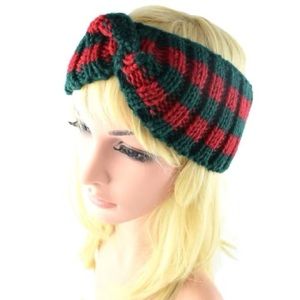 Red and green turban headband